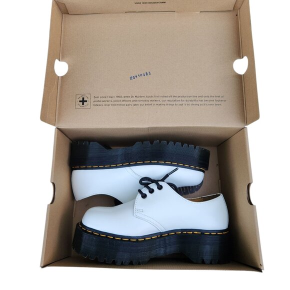 Dr. Martens 1461 Quad Smooth Leather Platform White Shoes Men's 7 / Women's 8 - Picture 2 of 9